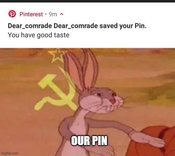 OUR PIN | image tagged in bugs bunny communist,memes | made w/ Imgflip meme maker