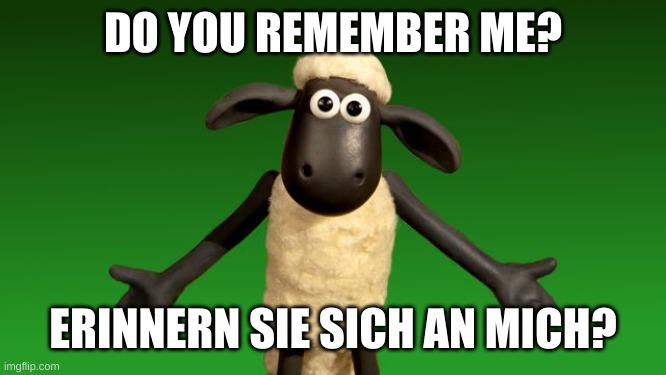 Shaun the sheep | DO YOU REMEMBER ME? ERINNERN SIE SICH AN MICH? | image tagged in shaun the sheep | made w/ Imgflip meme maker