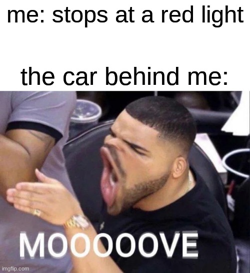 AHHHHHHHHHHHHHHHHHHHHHHHHHHHHHHHHHHHHHHHHHHHHHHHHHH | me: stops at a red light; the car behind me: | image tagged in mooooove | made w/ Imgflip meme maker
