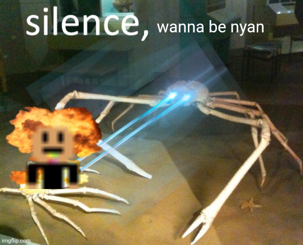 SILENCE,WANNA BE NYAN | wanna be nyan | image tagged in silence crab | made w/ Imgflip meme maker