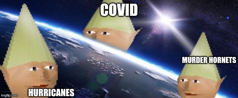 2020 taking over earth | COVID; MURDER HORNETS; HURRICANES | image tagged in dank memes,yank yeems,2020 | made w/ Imgflip meme maker