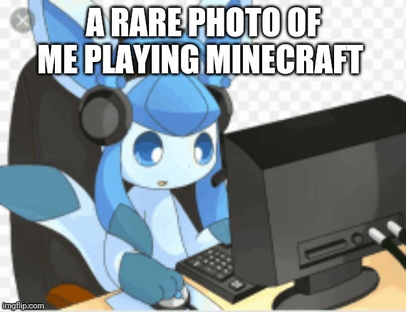 A RARE PHOTO OF ME PLAYING MINECRAFT | image tagged in gaming glaceon | made w/ Imgflip meme maker