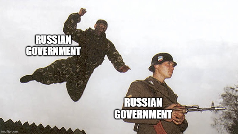 Soldier jump spetznaz | RUSSIAN GOVERNMENT; RUSSIAN GOVERNMENT | image tagged in soldier jump spetznaz | made w/ Imgflip meme maker