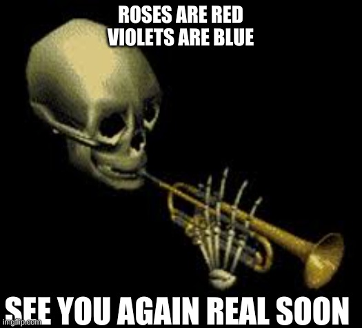 Doot | ROSES ARE RED
VIOLETS ARE BLUE; SEE YOU AGAIN REAL SOON | image tagged in doot | made w/ Imgflip meme maker