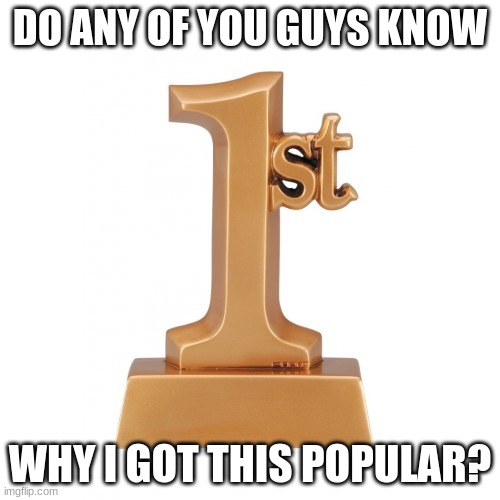 I honestley don't know how I managed to get over 60 followers and over 300,000 points | DO ANY OF YOU GUYS KNOW; WHY I GOT THIS POPULAR? | image tagged in 1st place award | made w/ Imgflip meme maker