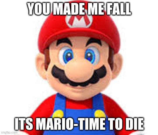 MARIO TIME TO DIE | YOU MADE ME FALL; ITS MARIO-TIME TO DIE | image tagged in its mario-time to die | made w/ Imgflip meme maker