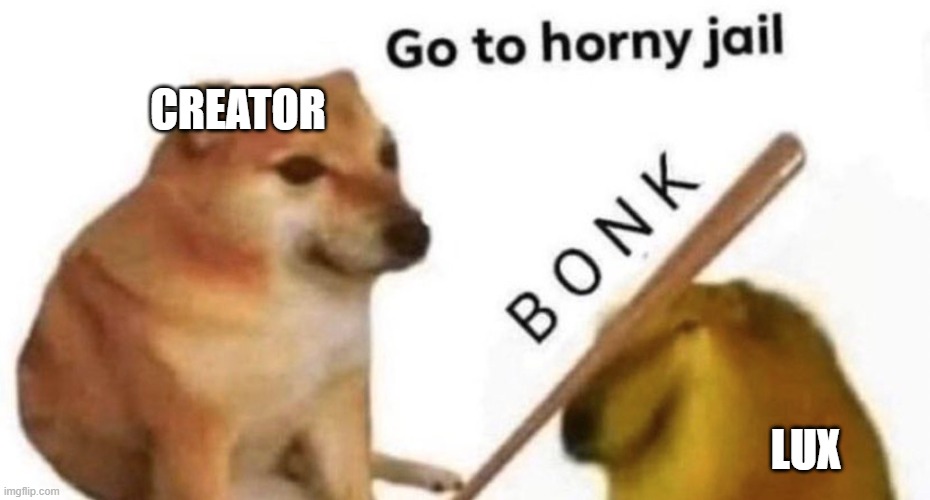 Doge bonk V2 | CREATOR LUX | image tagged in doge bonk v2 | made w/ Imgflip meme maker