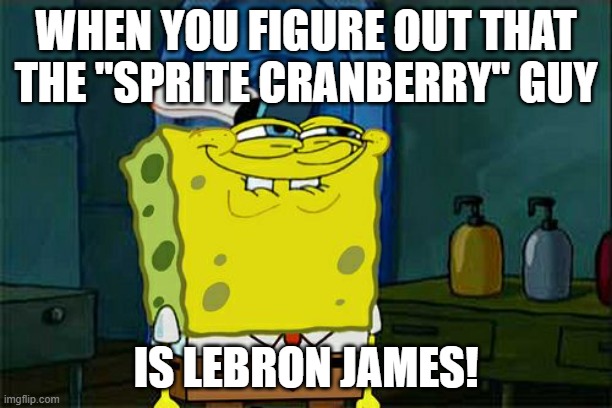 Don't You Squidward |  WHEN YOU FIGURE OUT THAT THE "SPRITE CRANBERRY" GUY; IS LEBRON JAMES! | image tagged in memes,don't you squidward | made w/ Imgflip meme maker