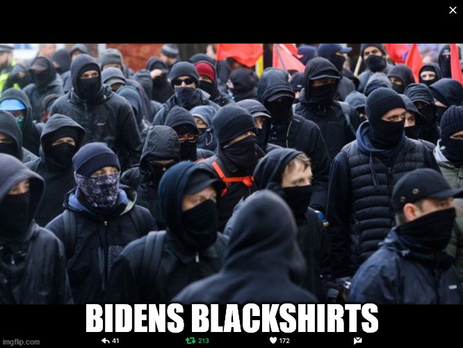 Biden's Blackshirts | BIDENS BLACKSHIRTS | image tagged in antifa | made w/ Imgflip meme maker