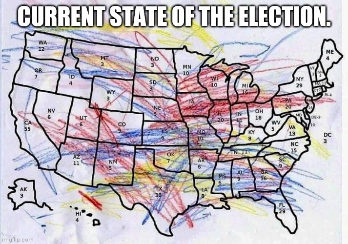 CURRENT STATE OF THE ELECTION. | image tagged in map | made w/ Imgflip meme maker