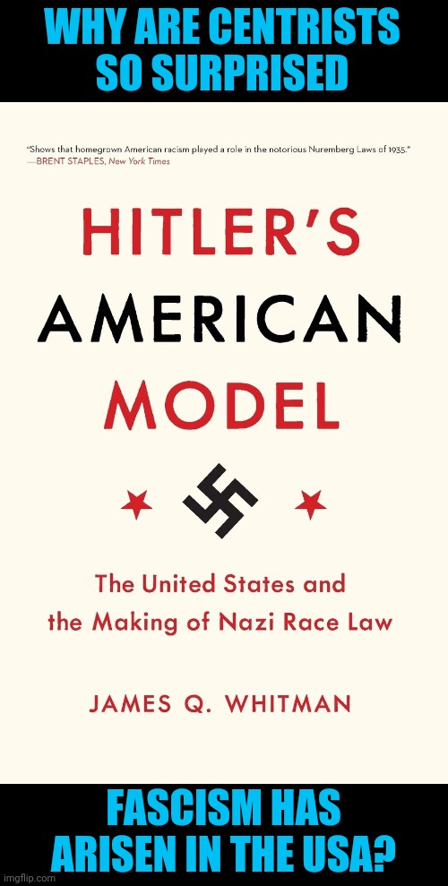 WHY ARE CENTRISTS
SO SURPRISED; FASCISM HAS ARISEN IN THE USA? | made w/ Imgflip meme maker