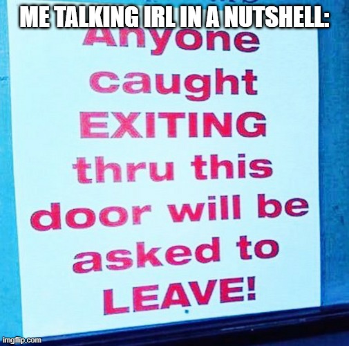 ME TALKING IRL IN A NUTSHELL: | made w/ Imgflip meme maker