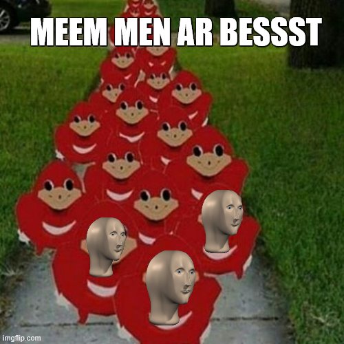 Ugandan knuckles army | MEEM MEN AR BESSST | image tagged in ugandan knuckles army | made w/ Imgflip meme maker