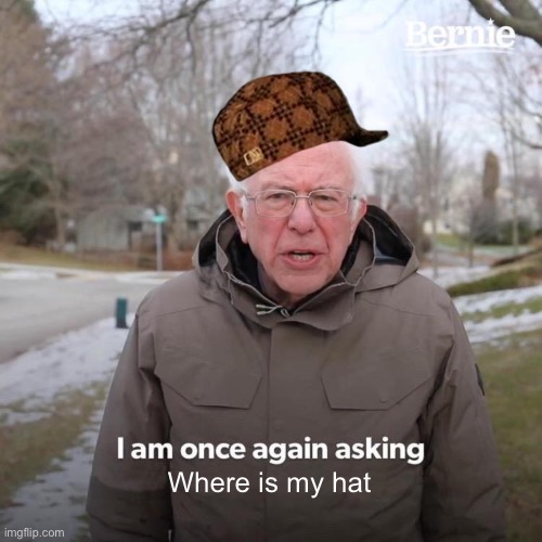 Where is it | Where is my hat | image tagged in memes,bernie i am once again asking for your support | made w/ Imgflip meme maker