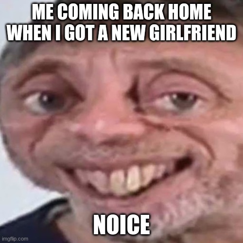 Noice | ME COMING BACK HOME WHEN I GOT A NEW GIRLFRIEND; NOICE | image tagged in noice | made w/ Imgflip meme maker