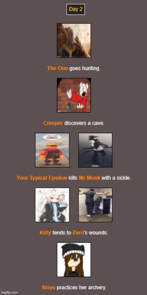 Day 2 | image tagged in hunger games | made w/ Imgflip meme maker