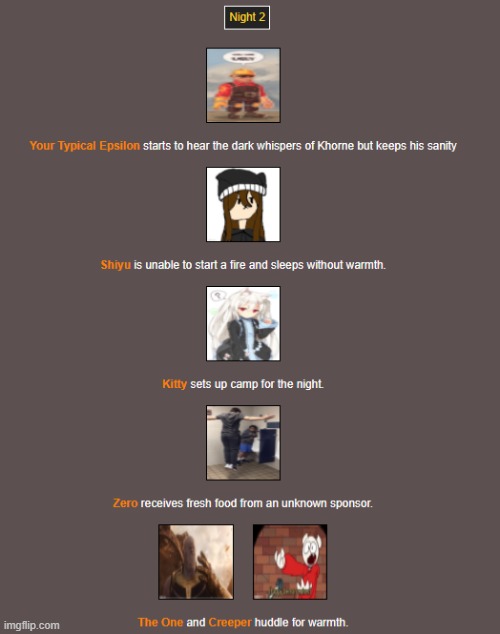 Night 2 | image tagged in hunger games | made w/ Imgflip meme maker