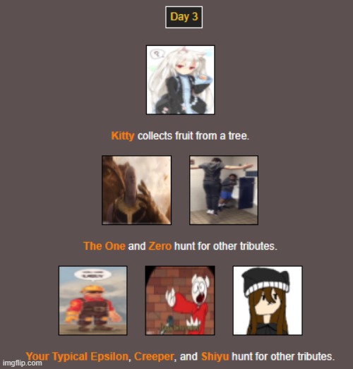 Day 3 | image tagged in hunger games | made w/ Imgflip meme maker