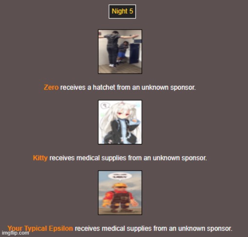 Night 5 | image tagged in hunger games | made w/ Imgflip meme maker