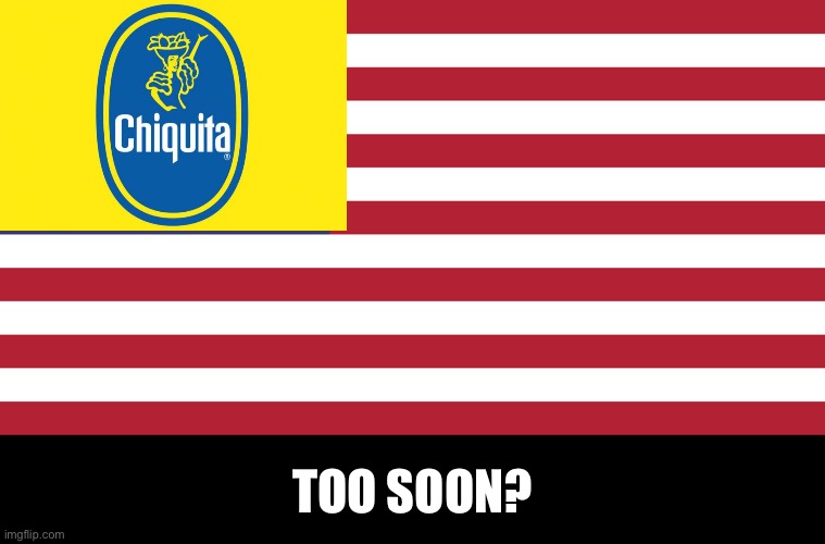 Banana Republic flag | TOO SOON? | image tagged in american flag,banana,republic | made w/ Imgflip meme maker