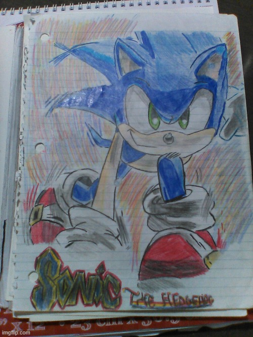 I drew this when I was 12 years old! | image tagged in drawing,sonic the hedgehog | made w/ Imgflip meme maker