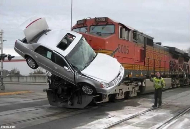 Train hitting car | image tagged in train hitting car | made w/ Imgflip meme maker