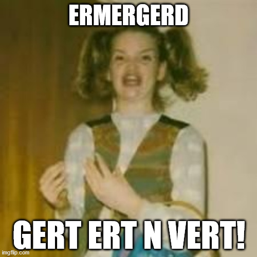 Er Verterd! | ERMERGERD; GERT ERT N VERT! | image tagged in ermergerd,vote,election 2020 | made w/ Imgflip meme maker