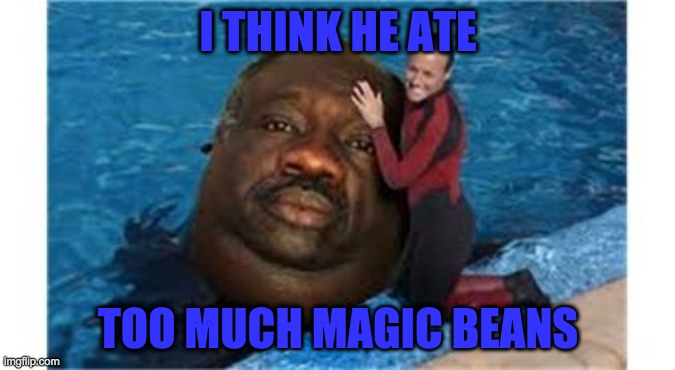 Random... Something | I THINK HE ATE; TOO MUCH MAGIC BEANS | image tagged in random something | made w/ Imgflip meme maker