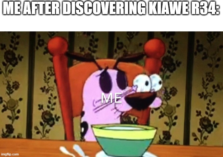 WHAT? | ME AFTER DISCOVERING KIAWE R34: | image tagged in m | made w/ Imgflip meme maker