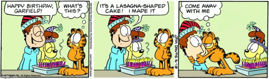 Garfield Minus Liz | image tagged in lasagna,happy birthday,birthday cake,garfield,comics/cartoons,square root of minus garfield | made w/ Imgflip meme maker