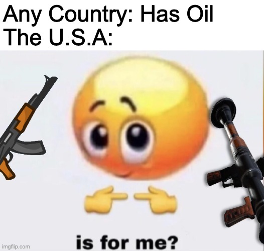 Any Country: Has Oil
The U.S.A: | image tagged in is for me | made w/ Imgflip meme maker