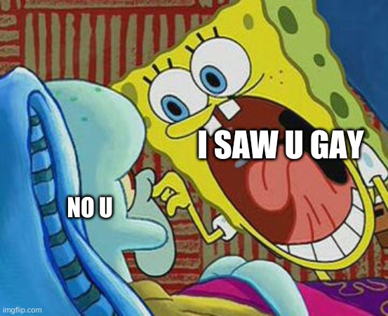 no u | I SAW U GAY; NO U | image tagged in no u | made w/ Imgflip meme maker