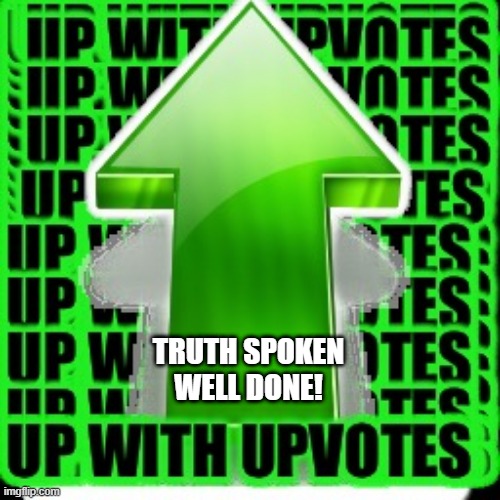 upvote | TRUTH SPOKEN
WELL DONE! | image tagged in upvote | made w/ Imgflip meme maker