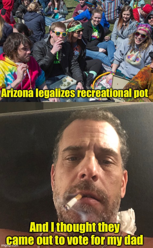 No wonder Arizona flipped | Arizona legalizes recreational pot; And I thought they came out to vote for my dad | image tagged in marijuana,joe biden | made w/ Imgflip meme maker