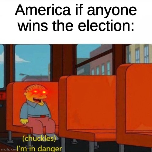 Election be Like: | America if anyone wins the election: | image tagged in chuckles i m in danger | made w/ Imgflip meme maker