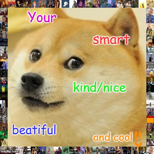 the helpers are here for you! | Your; smart; kind/nice; beatiful; and cool | image tagged in memes,doge | made w/ Imgflip meme maker