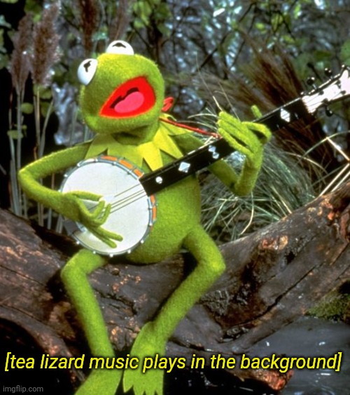 Kermit Banjo | [tea lizard music plays in the background] | image tagged in kermit banjo | made w/ Imgflip meme maker