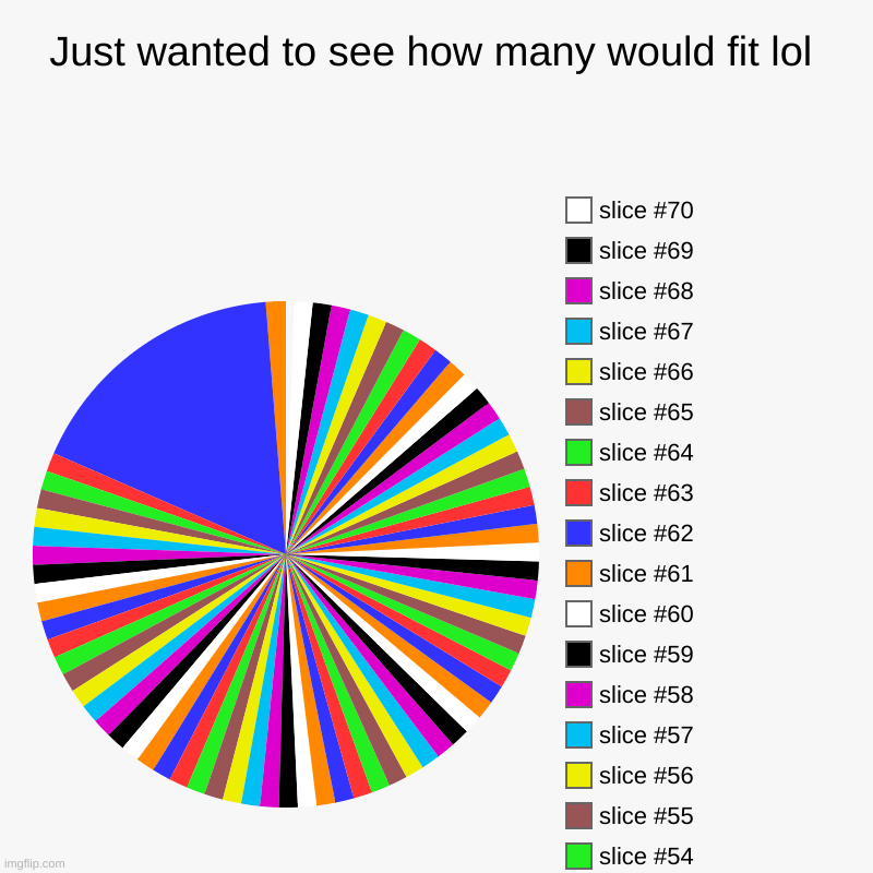 Just wanted to see how many would fit lol | | image tagged in charts,pie charts | made w/ Imgflip chart maker