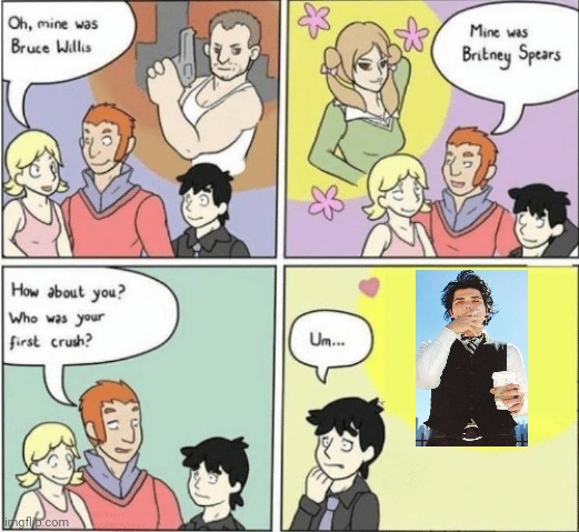 He little gay boi XDD | image tagged in childhood crushes template,gay,gerard way | made w/ Imgflip meme maker