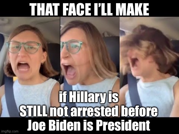 I feel your pain | THAT FACE I’LL MAKE; if Hillary is STILL not arrested before Joe Biden is President | image tagged in presidential race,donald trump,joe biden,hillary clinton,ruth bader ginsburg,procrastination | made w/ Imgflip meme maker