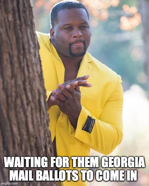 Georgia election | WAITING FOR THEM GEORGIA MAIL BALLOTS TO COME IN | image tagged in anthony adams rubbing hands | made w/ Imgflip meme maker