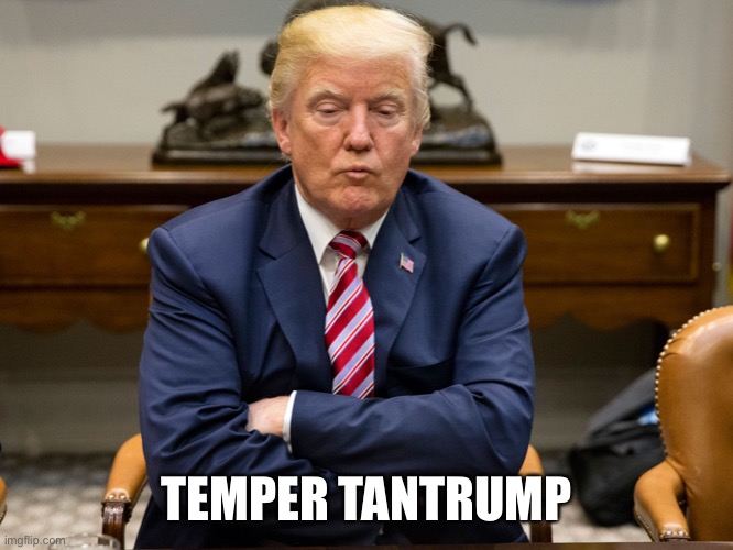 pouty trump | TEMPER TANTRUMP | image tagged in pouty trump | made w/ Imgflip meme maker