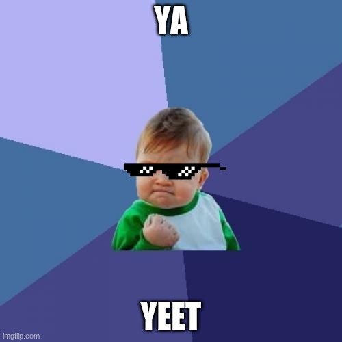 yeet | YA; YEET | image tagged in memes,success kid | made w/ Imgflip meme maker