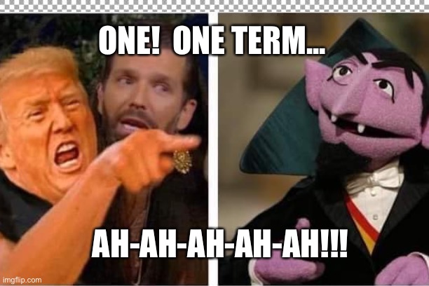 THE 2020 COUNT | ONE!  ONE TERM... AH-AH-AH-AH-AH!!! | image tagged in meme | made w/ Imgflip meme maker