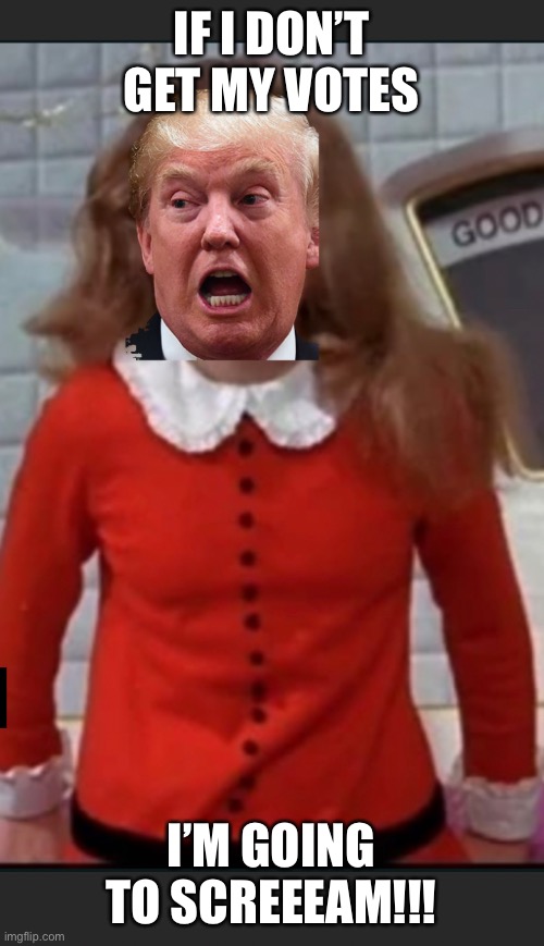 TrumpScream | IF I DON’T GET MY VOTES; I’M GOING TO SCREEEAM!!! | image tagged in trump,scream,ididntgetmyway | made w/ Imgflip meme maker