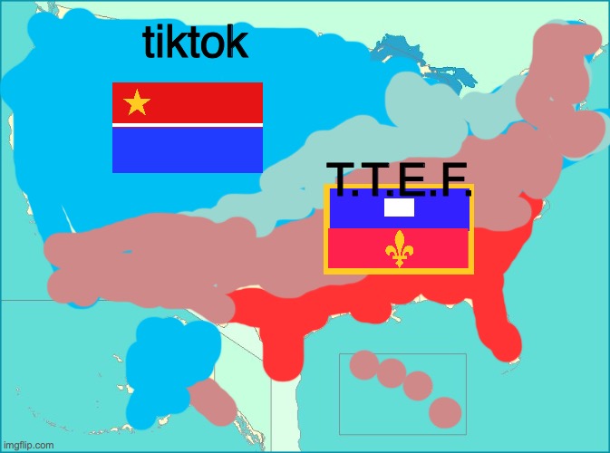 the lighter land is warland |  tiktok; T.T.E.F. | image tagged in usa map | made w/ Imgflip meme maker