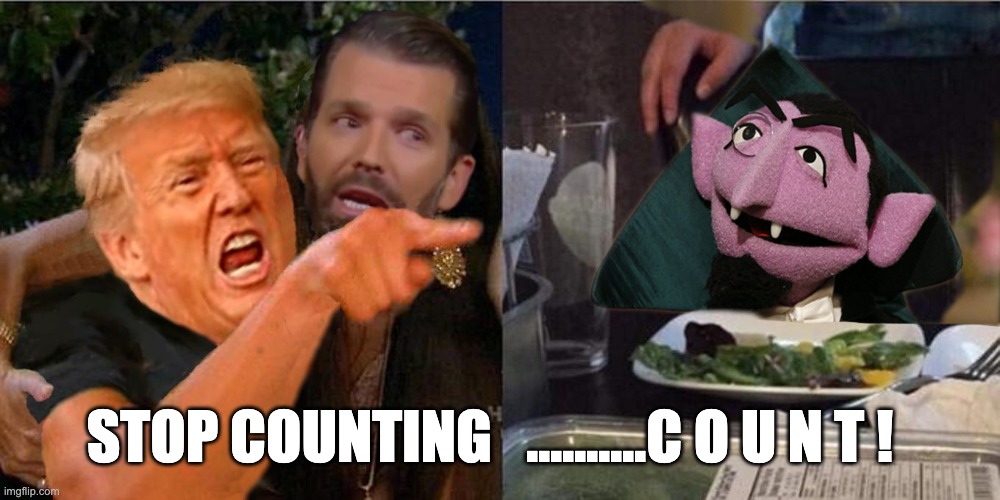 Stop counting.... count ! | STOP COUNTING   ..........C O U N T ! | image tagged in 2020,donald trump,election,memes,funny memes,funny | made w/ Imgflip meme maker