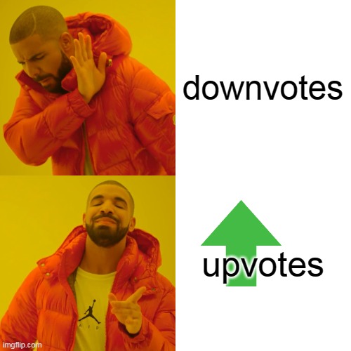 downvotes upvotes | image tagged in memes,drake hotline bling | made w/ Imgflip meme maker