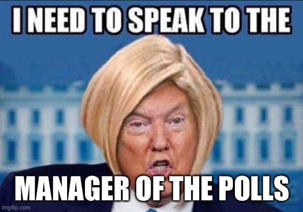 Funny | MANAGER OF THE POLLS | image tagged in trump karen | made w/ Imgflip meme maker