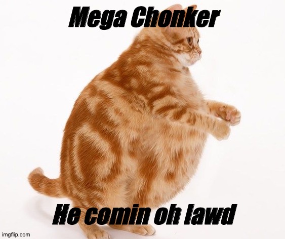 Chonk Cat dance | Mega Chonker; He comin oh lawd | image tagged in chonk cat dance | made w/ Imgflip meme maker